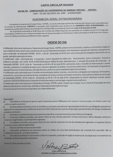 Edital da Assembleia Geral Extraordinária 2025