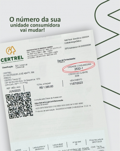 Novo número de Unidade Consumidora